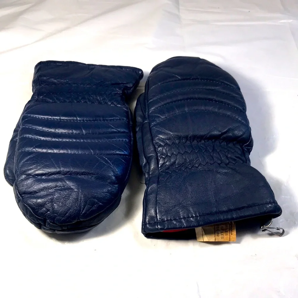 Dorsons Sports Vintage Blue Leather Insulated Snow Ski Winter Mittens